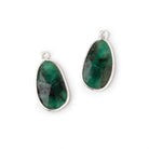 19x12mm .925 Silver Bezel Emerald Faceted Freeform Set of 2 Pendants - Beadsofcambay.com