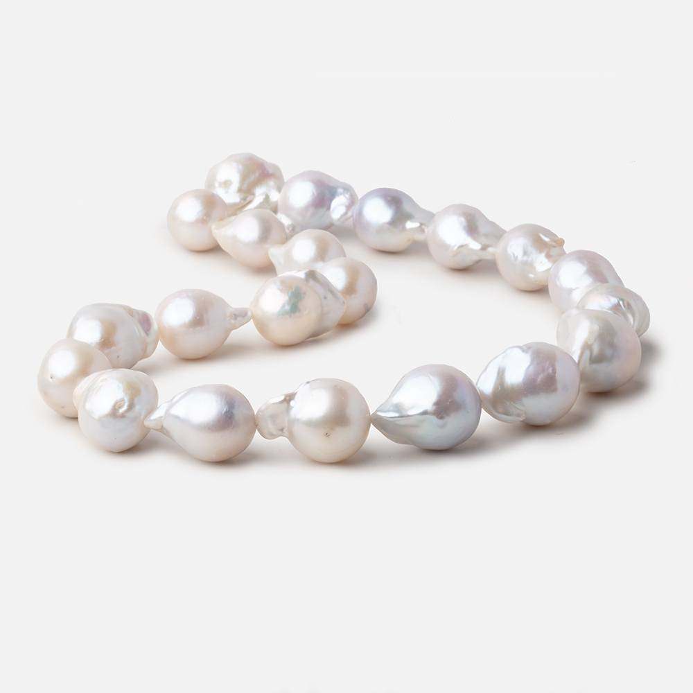 19x13-21x15mm White Ultra Baroque Freshwater Pearls 15.5 inch 21 pieces - Beadsofcambay.com