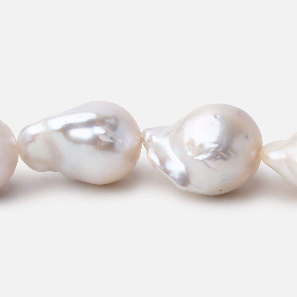 19x13-21x15mm White Ultra Baroque Freshwater Pearls 15.5 inch 21 pieces - Beadsofcambay.com