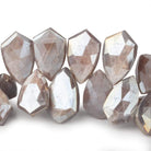 19x13-22x13mm Mystic Light Platinum Grey Moonstone Faceted Shields 8 inch 28 beads - Beadsofcambay.com