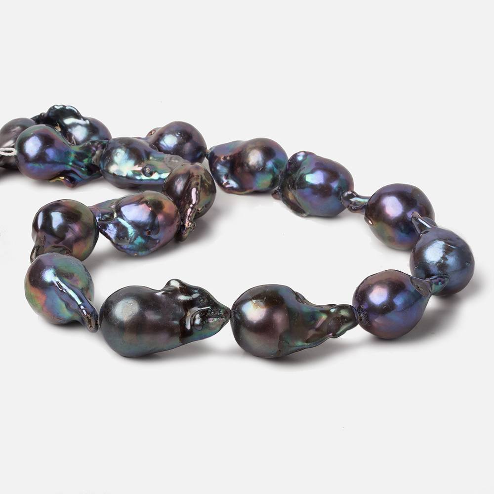 19x14-26x14mm Peacock Ultra Baroque Freshwater Pearl 16 inch 16 pieces A - Beadsofcambay.com