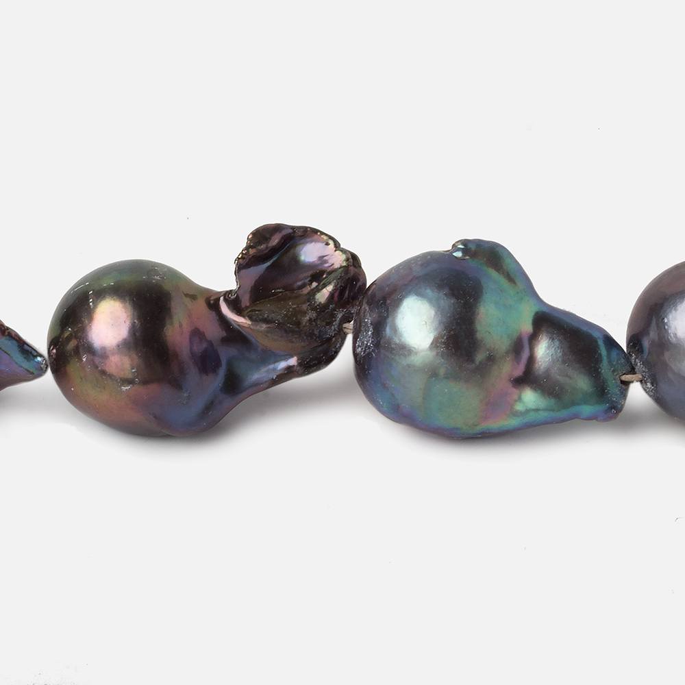 19x14-26x14mm Peacock Ultra Baroque Freshwater Pearl 16 inch 16 pieces A - Beadsofcambay.com