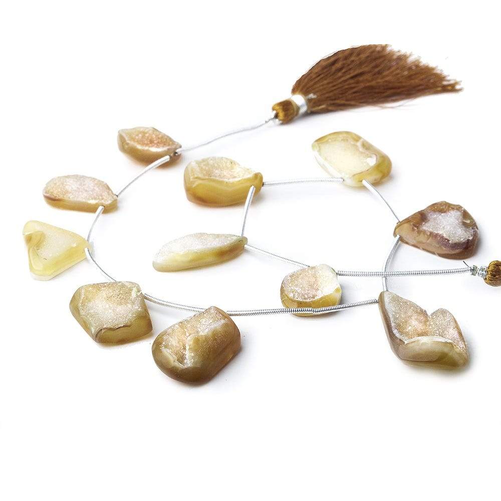 19x14-31x17mm Caramel Brown Agate Drusy Freeform Beads 11 pieces - Beadsofcambay.com