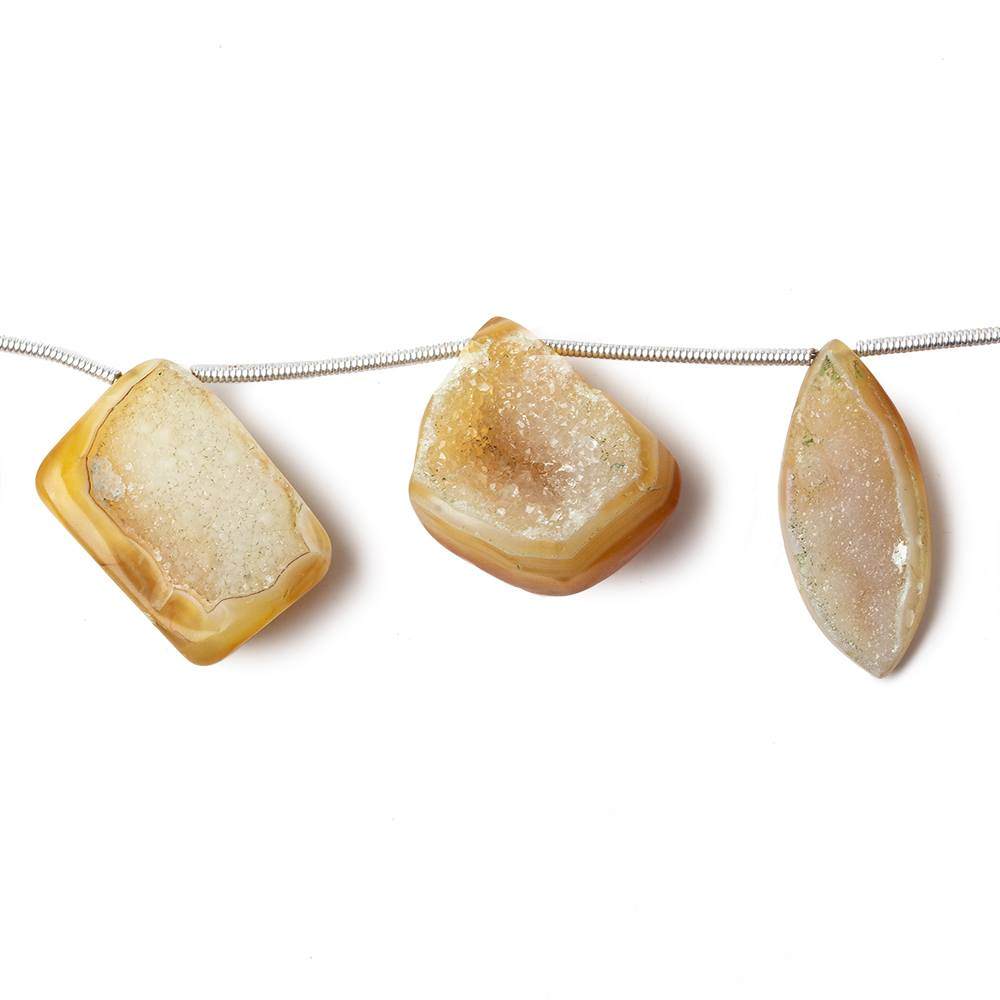 19x14-31x17mm Caramel Brown Agate Drusy Freeform Beads 11 pieces - Beadsofcambay.com