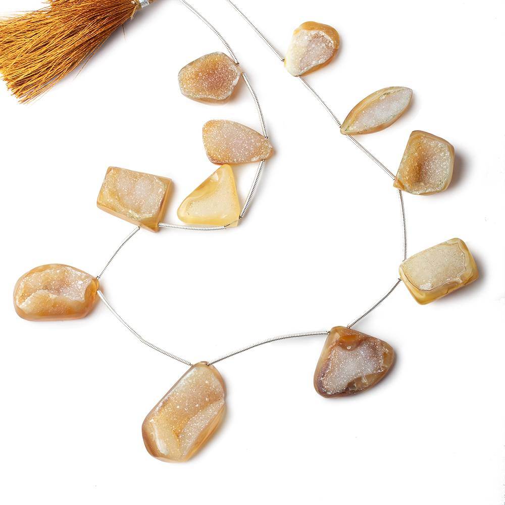 19x14-31x17mm Caramel Brown Agate Drusy Freeform Beads 11 pieces - Beadsofcambay.com