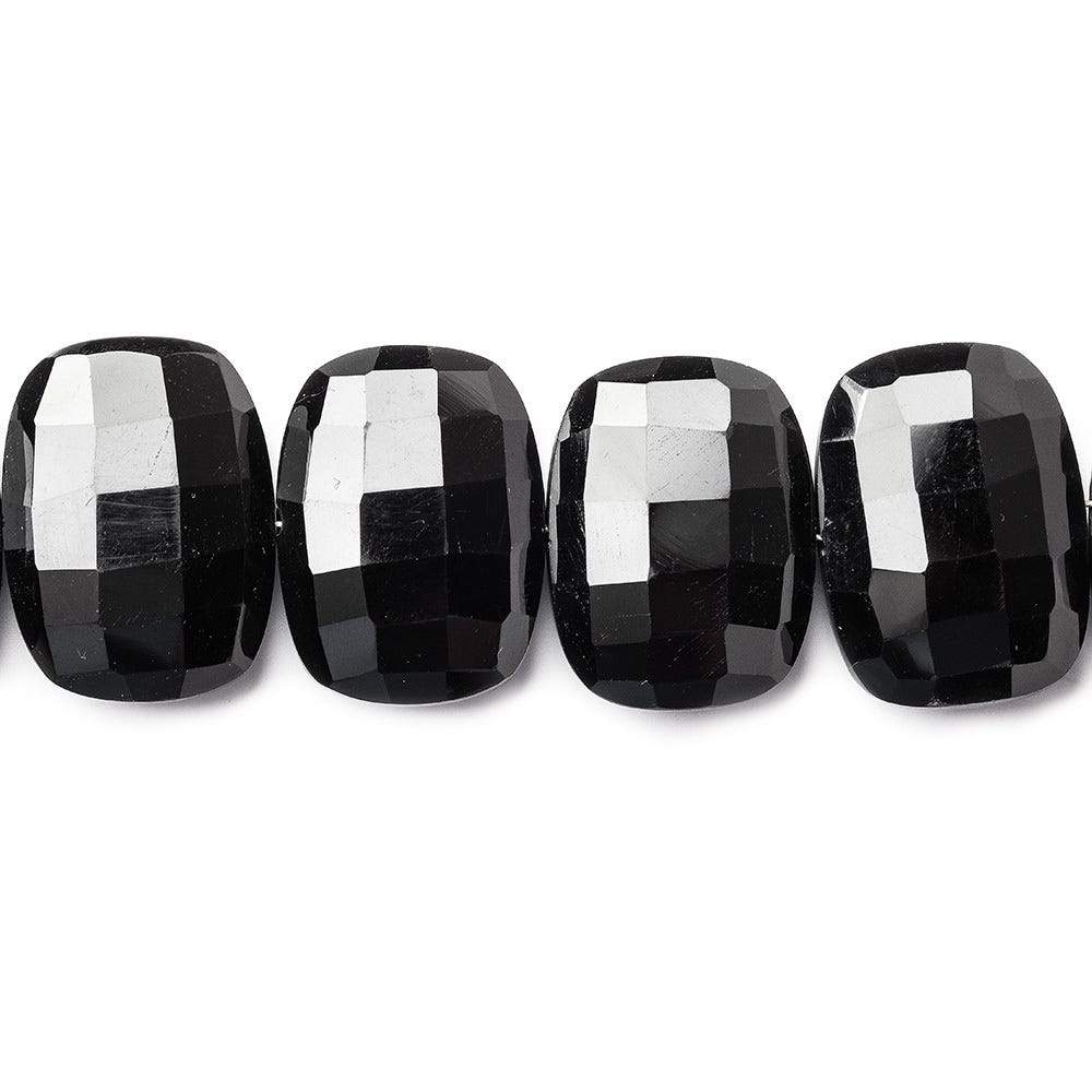 19x14mm Black Onyx side drilled Faceted Cushion beads 8 inch 14 pieces AAA - Beadsofcambay.com