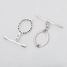 19x14mm Matte Antiqued Silver Oval Toggle with Art Deco Design 1 piece - Beadsofcambay.com