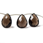 19x14mm Smoky Quartz Pear Briolette Beads 8 inch 11 pieces - Beadsofcambay.com