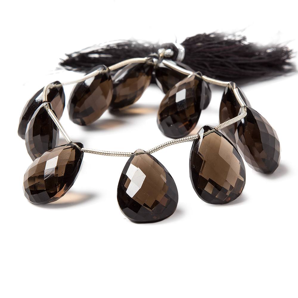 19x14mm Smoky Quartz Pear Briolette Beads 8 inch 11 pieces - Beadsofcambay.com