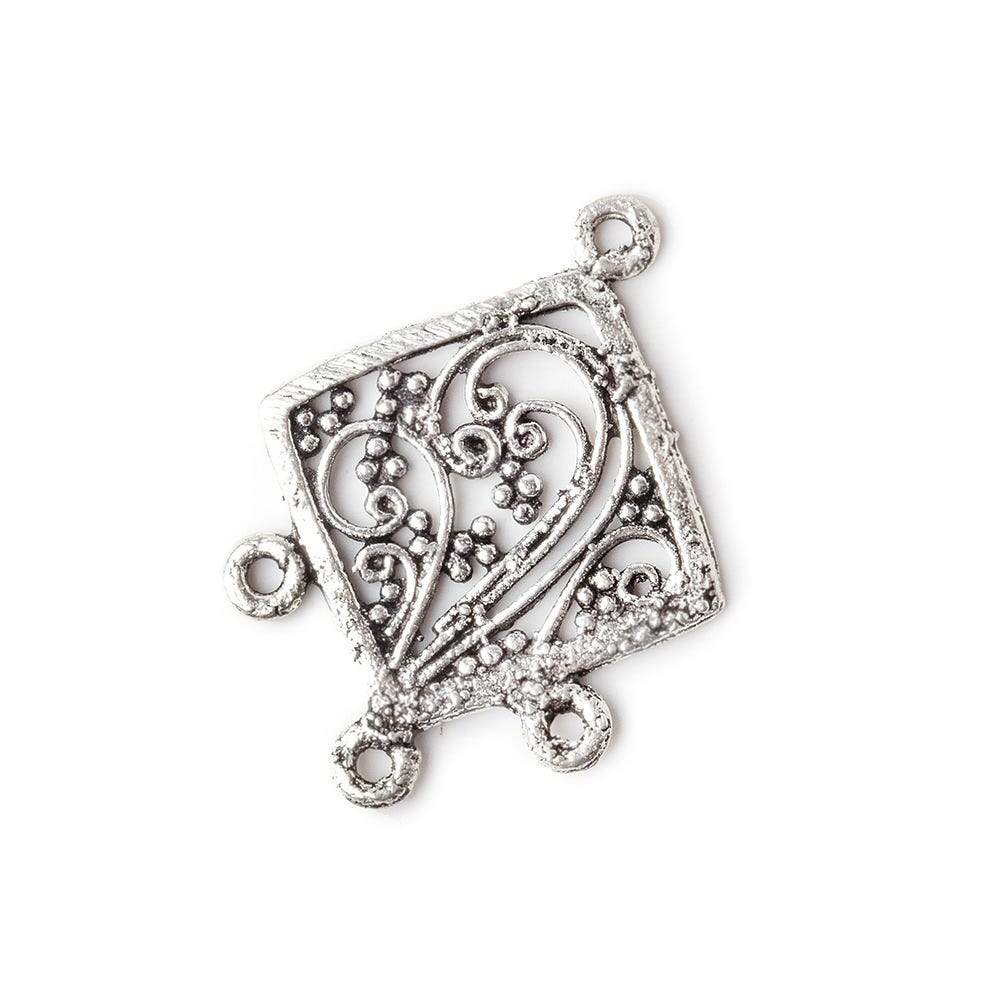 19x14mm Sterling Silver Diamond And Swirl - Spacer Chandelier - Beadsofcambay.com