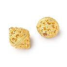 19x15mm 22kt Gold Plated Copper Persian Filigree BiCone Beads Set of 2 pieces - Beadsofcambay.com
