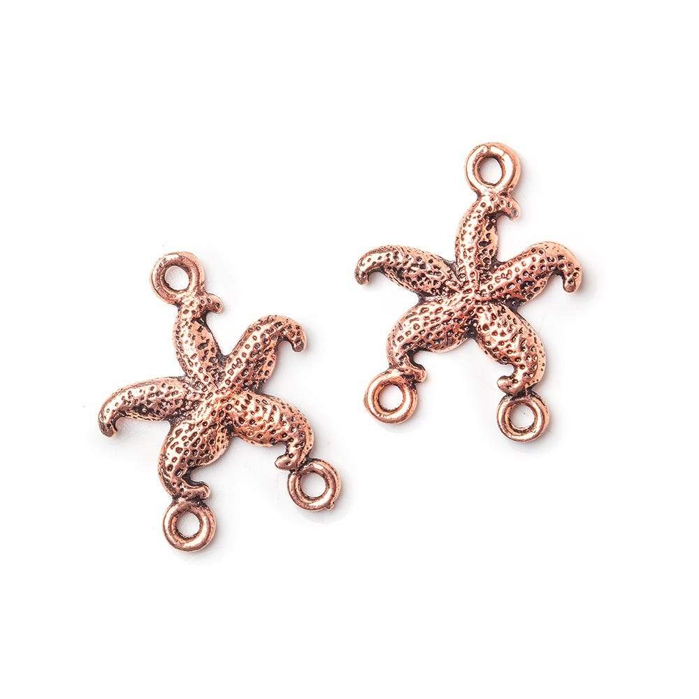 19x15mm Antiqued Copper Starfish 3 ring Drop Charm Set of 2 - Beadsofcambay.com