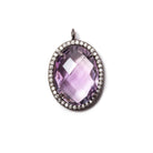 19x15mm Black Gold CZ Bezel Pink Amethyst Faceted Oval Pendant 1 piece - Beadsofcambay.com