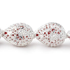 19x15mm Sterling Silver Plated Copper Filigree Pear 8 inch 11 Beads - Beadsofcambay.com
