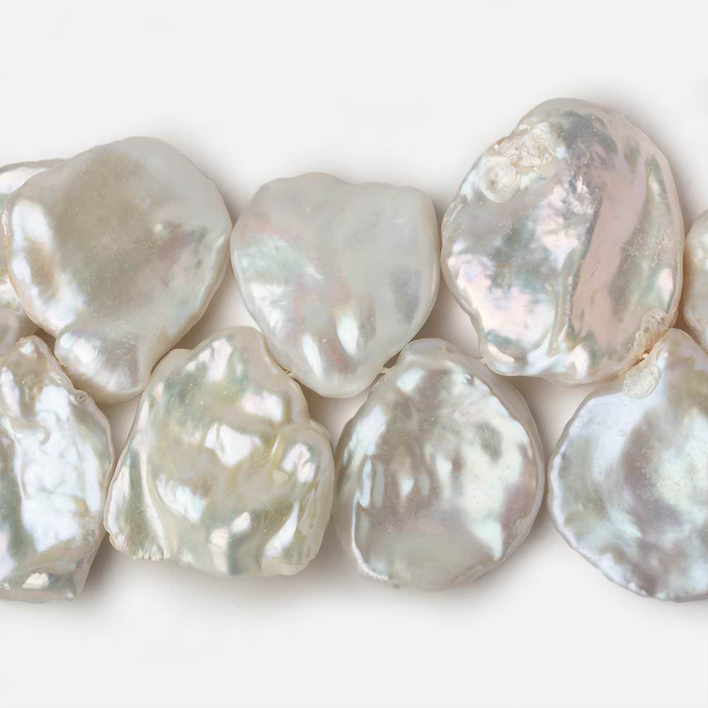 19x16-29x23mm Creamy White Top Drilled Ultra Keshi Pearls 16 inch 36 pieces AAA - Beadsofcambay.com