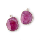 19x16mm .925 Silver Bezel Ruby Faceted Freeform Set of 2 Pendants - Beadsofcambay.com