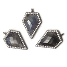 19x17mm Black Gold Bezel White CZ and Blue Sapphire Modified Shield Pendant 1 focal piece - Beadsofcambay.com