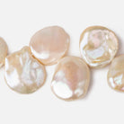 19x18-23x20mm Salmon Peach top drilled Ultra Keshi Freshwater Pearls AAA 16 inch 32 pcs - Beadsofcambay.com