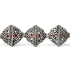 19x18mm Antiqued Sterling Silver Plated Copper Miligrain and Scroll BiCone 8 inch 11 pcs - Beadsofcambay.com