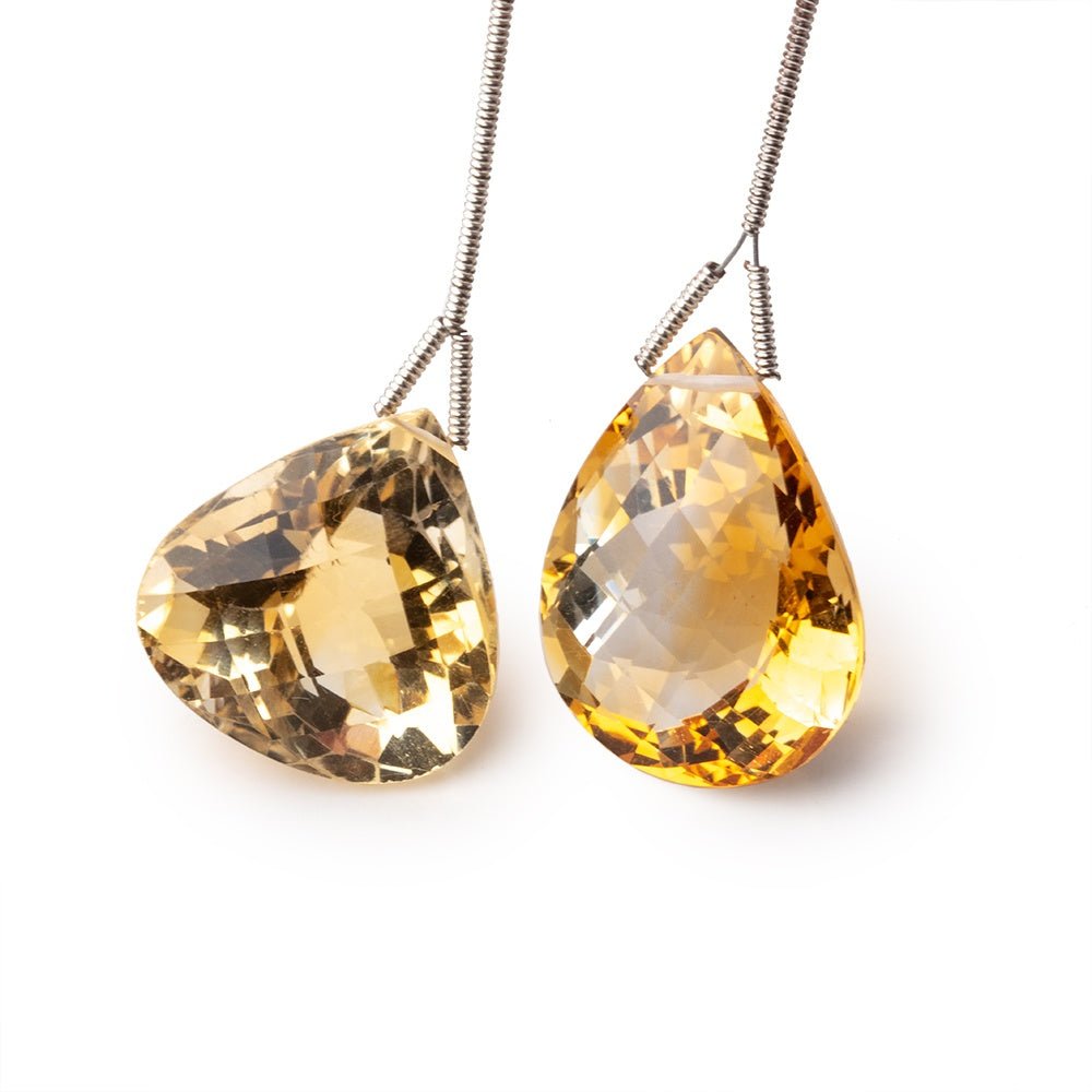 19x19-24x17mm Citrine Faceted Heart & Pear Focal Set of 2 Beads - Beadsofcambay.com
