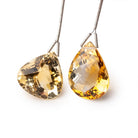 19x19-24x17mm Citrine Faceted Heart & Pear Focal Set of 2 Beads - Beadsofcambay.com