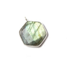 19x19mm Sterling Silver bezel Labradorite Faceted Hexagon Pendant 1 focal bead - Beadsofcambay.com