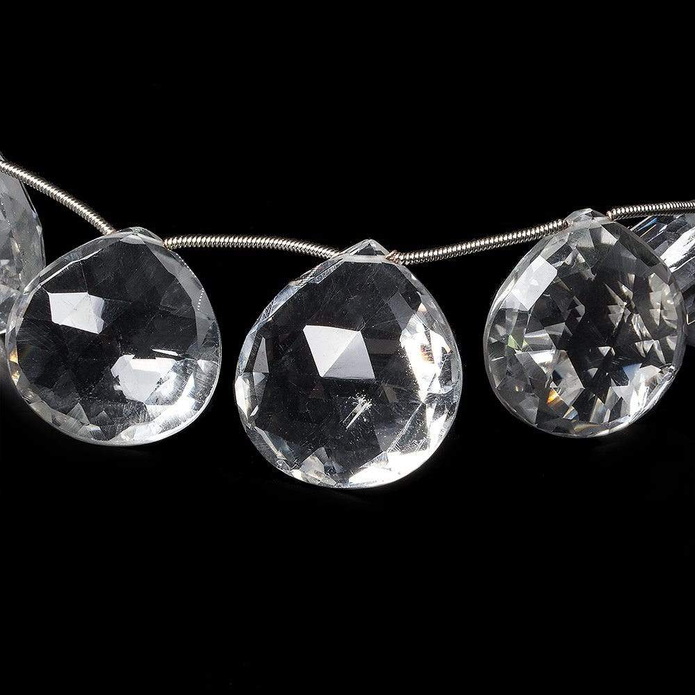 19x19x9-26x25x13mm Crystal Quartz faceted heart beads 8 inch 9 pieces - Beadsofcambay.com