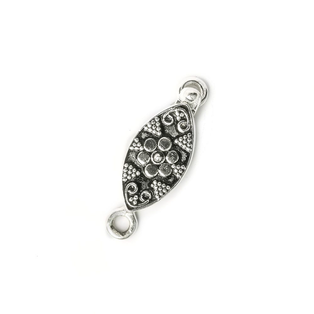 19x9mm Sterling Silver Box Clasp Marquise Flower Design 1 piece - Beadsofcambay.com