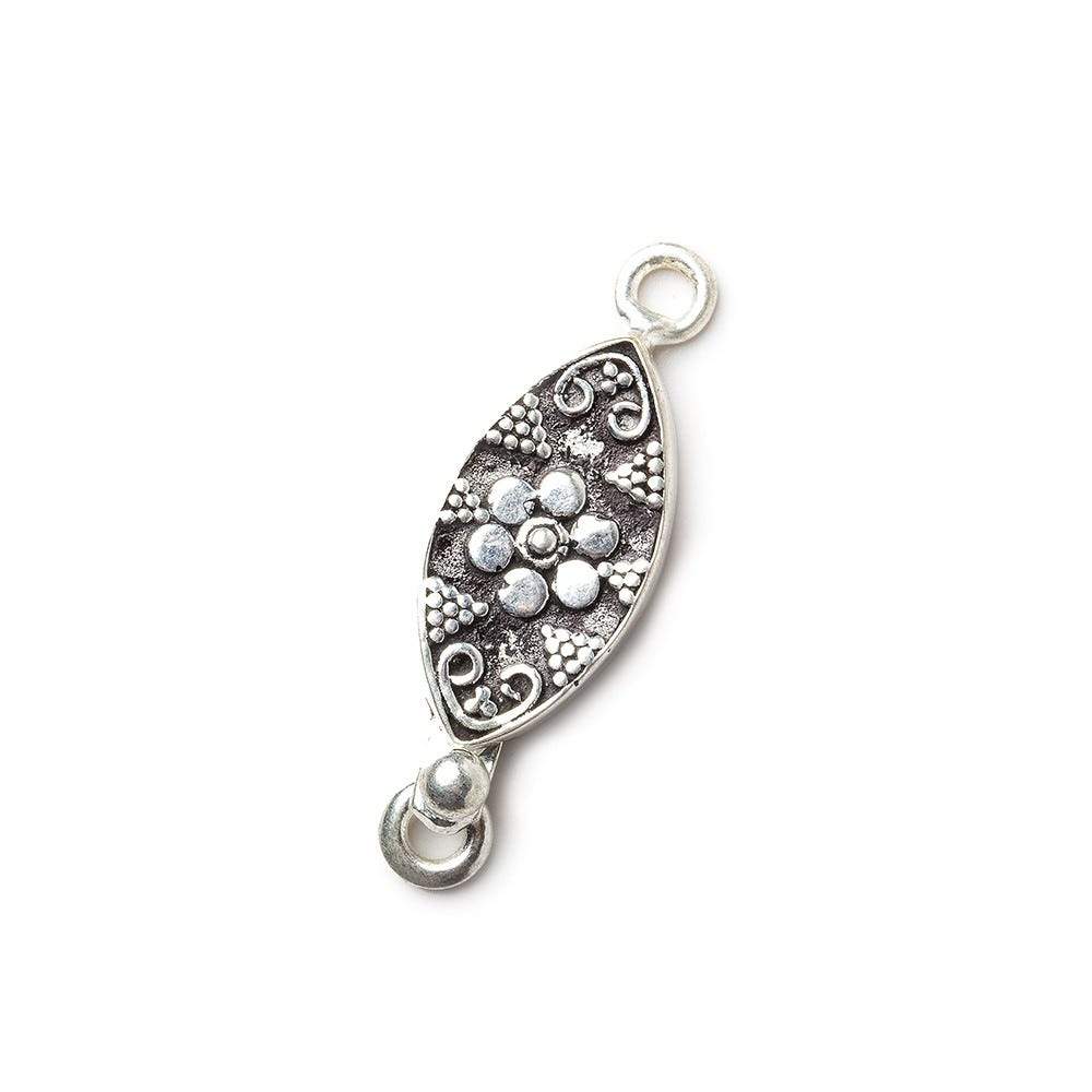 19x9mm Sterling Silver plated Box Clasp Marquise Flower Design 1 piece - Beadsofcambay.com