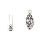 19x9mm Sterling Silver plated Box Clasp Marquise Flower Design 1 piece - Beadsofcambay.com