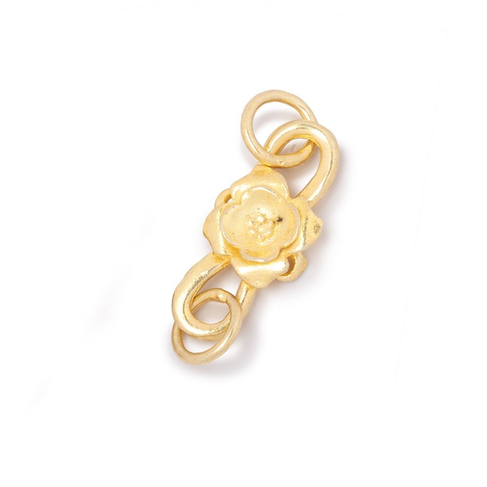 19x9mm Vermeil S Hook with a Dogwood Flower 1 piece - Beadsofcambay.com