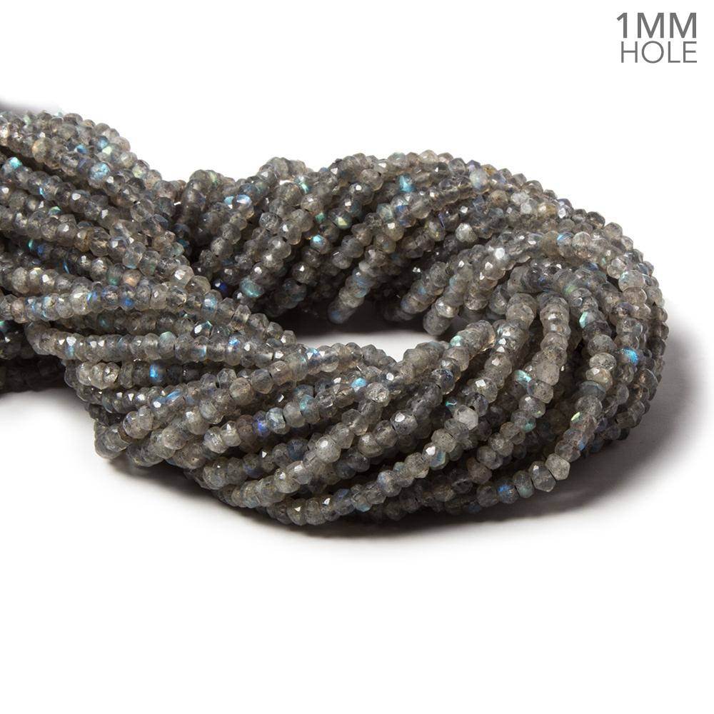 1mm hole Labradorite Faceted Rondelles 3.5-4mm dia. 13.5 inch 127 beads - Beadsofcambay.com