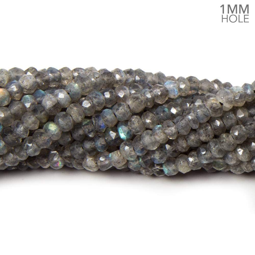 1mm hole Labradorite Faceted Rondelles 3.5-4mm dia. 13.5 inch 127 beads - Beadsofcambay.com
