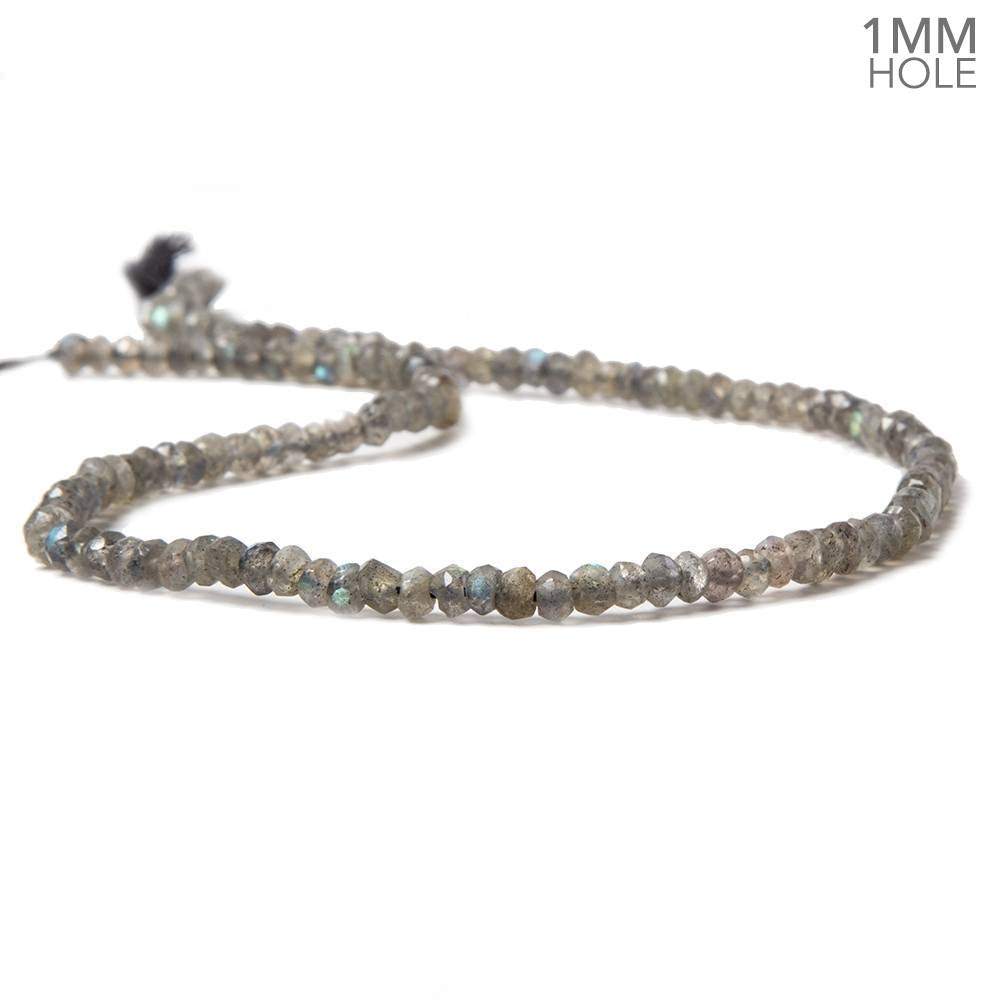 1mm hole Labradorite Faceted Rondelles 3.5-4mm dia. 13.5 inch 127 beads - Beadsofcambay.com