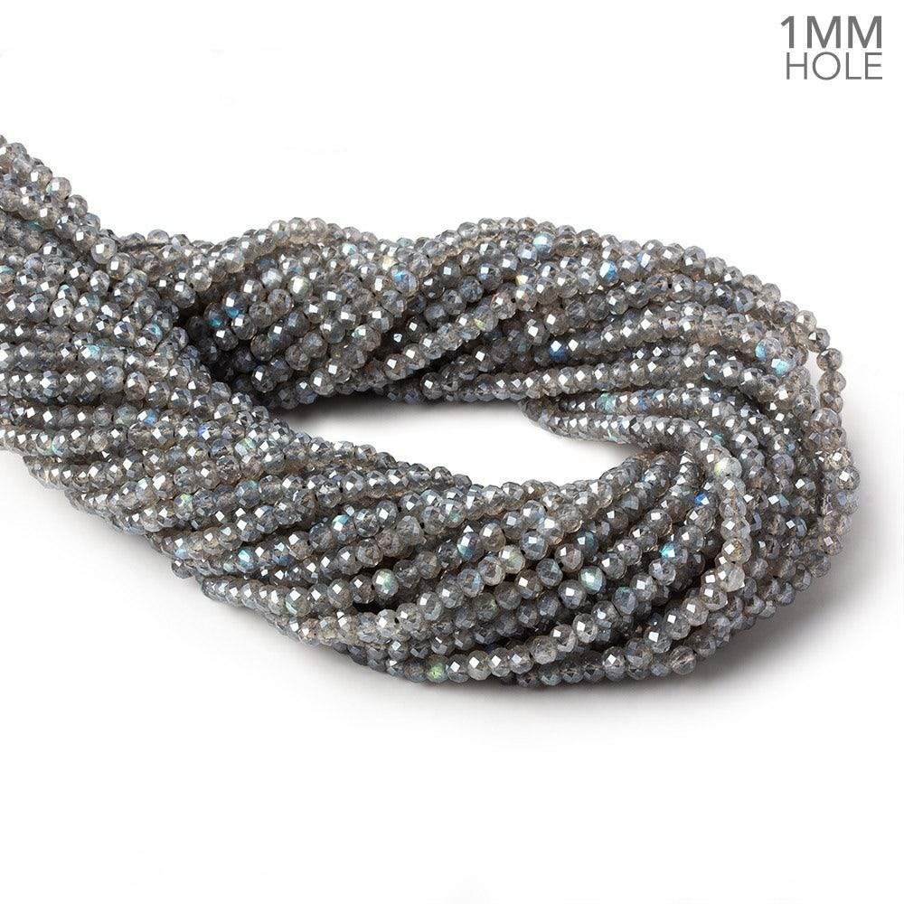 1mm hole Metallic Labradorite Micro Faceted Rondelles 3.5mm dia. 115 beads AAA - Beadsofcambay.com
