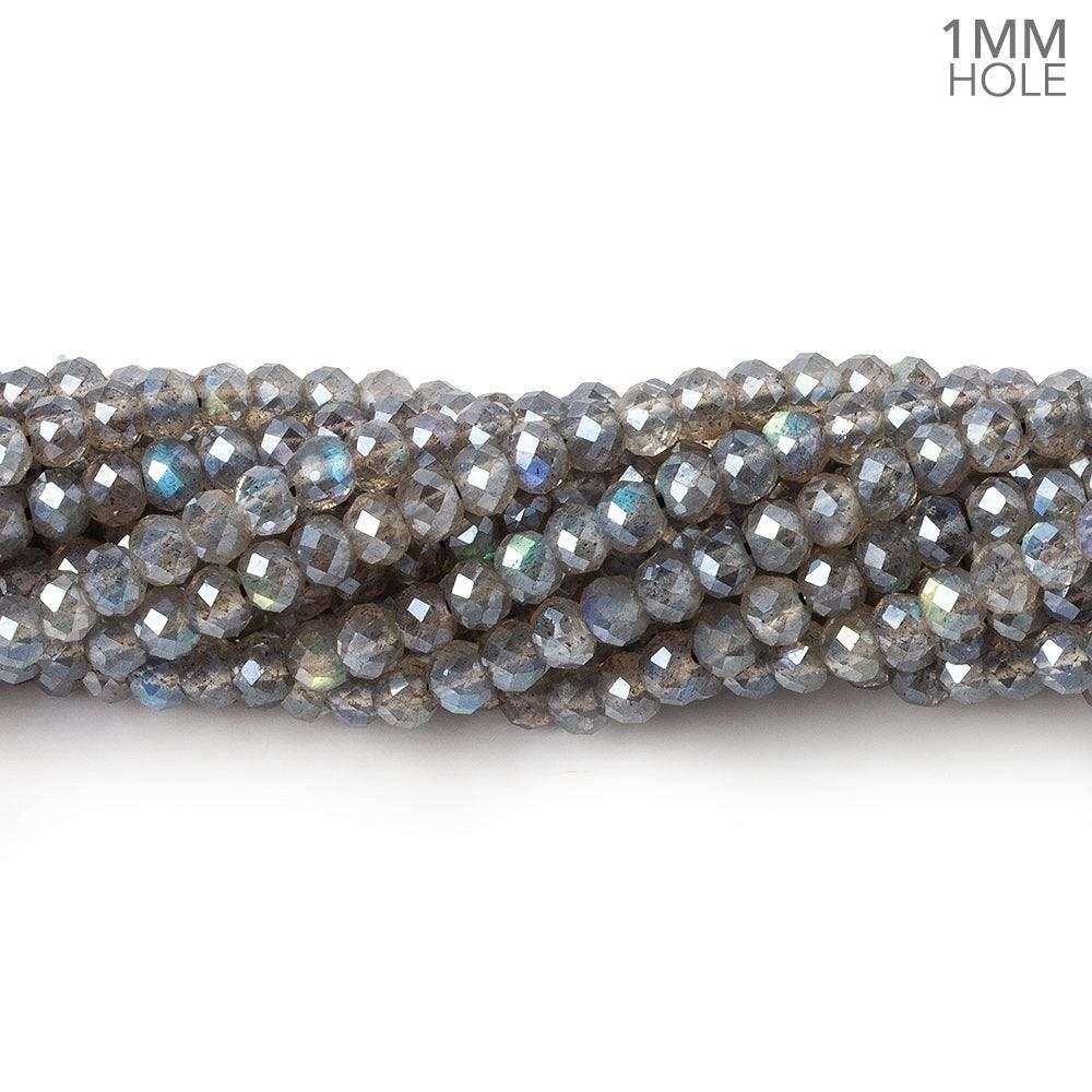 1mm hole Metallic Labradorite Micro Faceted Rondelles 3.5mm dia. 115 beads AAA - Beadsofcambay.com