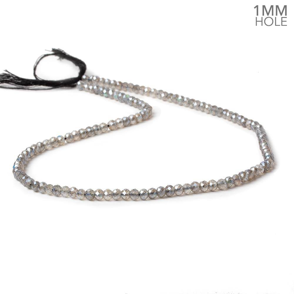1mm hole Metallic Labradorite Micro Faceted Rondelles 3.5mm dia. 115 beads AAA - Beadsofcambay.com