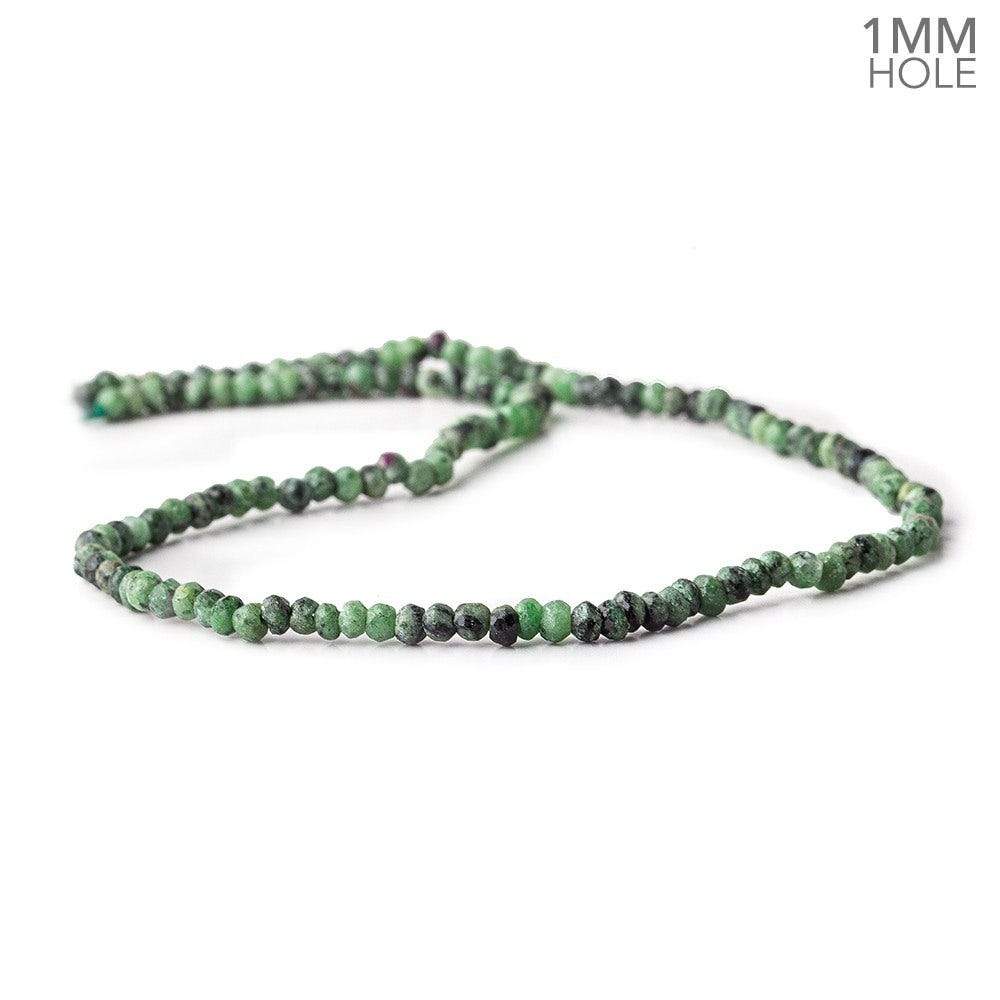 1mm hole Ruby in Zoisite Faceted Rondelles 3.5-4mm dia. 128 beads - Beadsofcambay.com