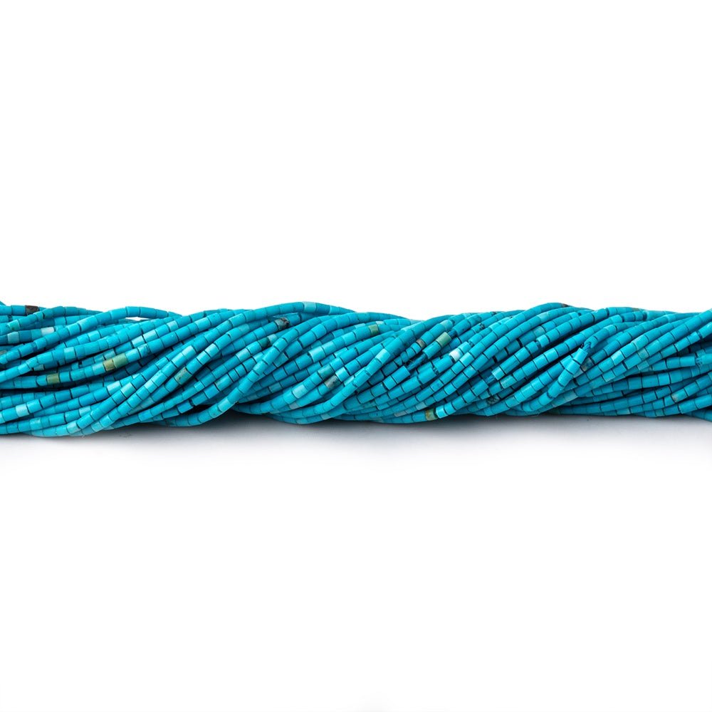 1mm Turquoise Howlite Plain Tube Beads 15.5 inch 350 pieces - Beadsofcambay.com