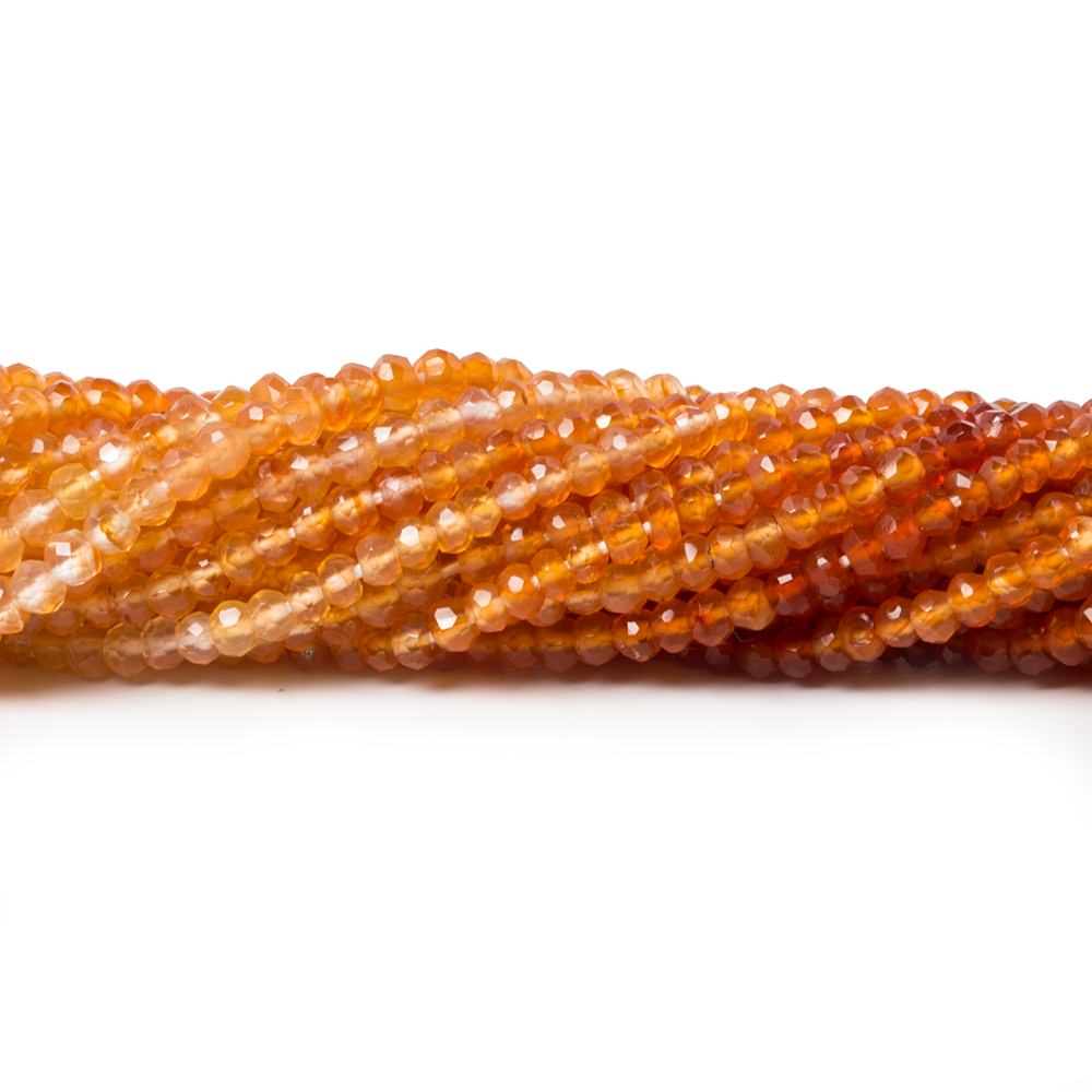 2-2.5mm Carnelian Faceted Rondelle Beads 13.5 inch 172 pieces - Beadsofcambay.com