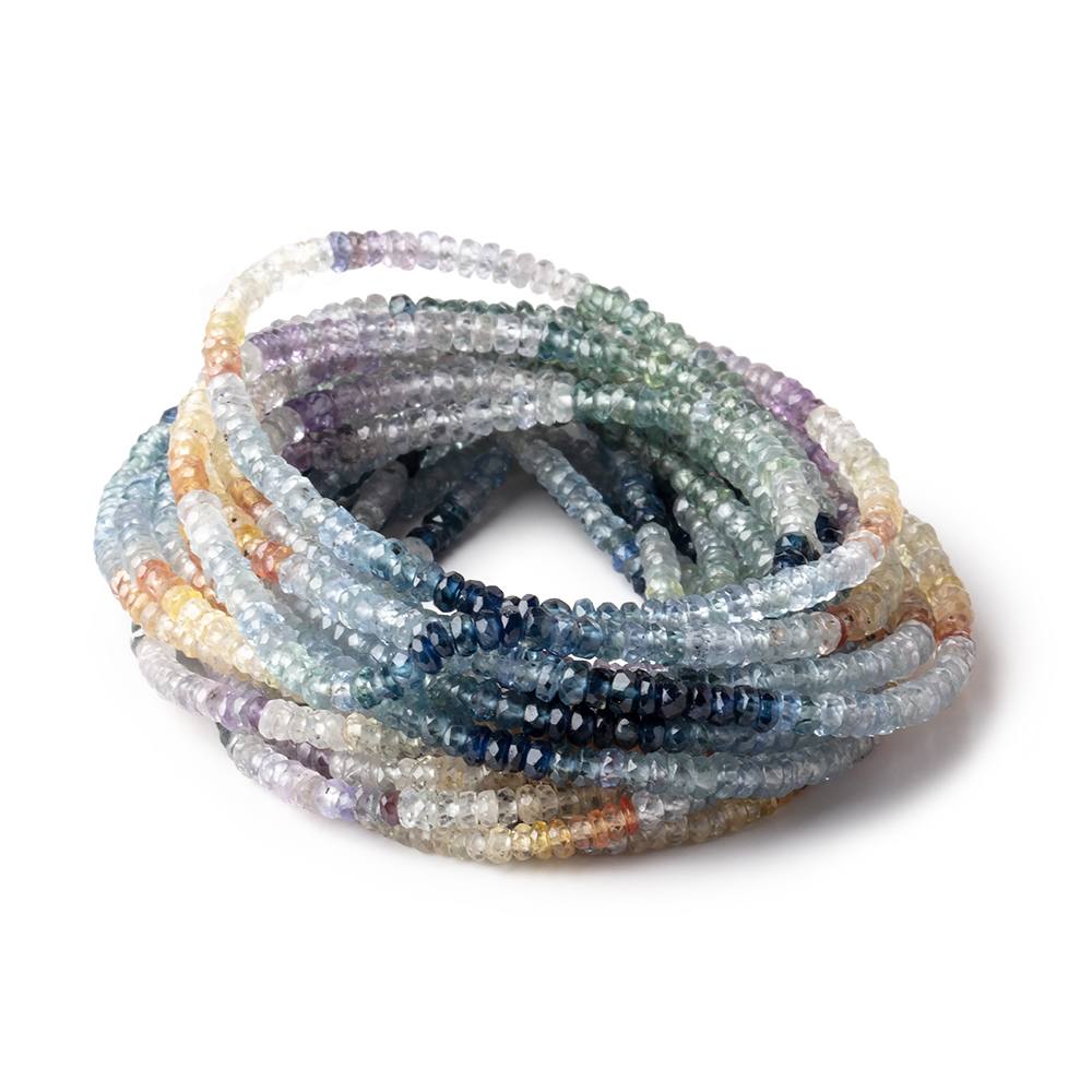 2-2.5mm Multi Color Sapphire Faceted Rondelle Beads 15 inch 300 pieces AAA - Beadsofcambay.com
