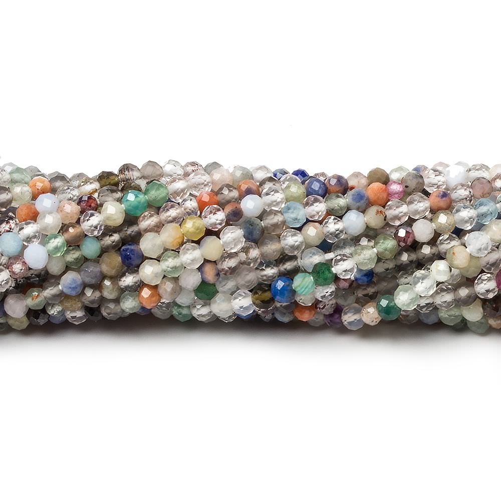 2-2.5mm Multi Gemstone Micro Faceted rondelle beads 13 inch 175 pieces - Beadsofcambay.com