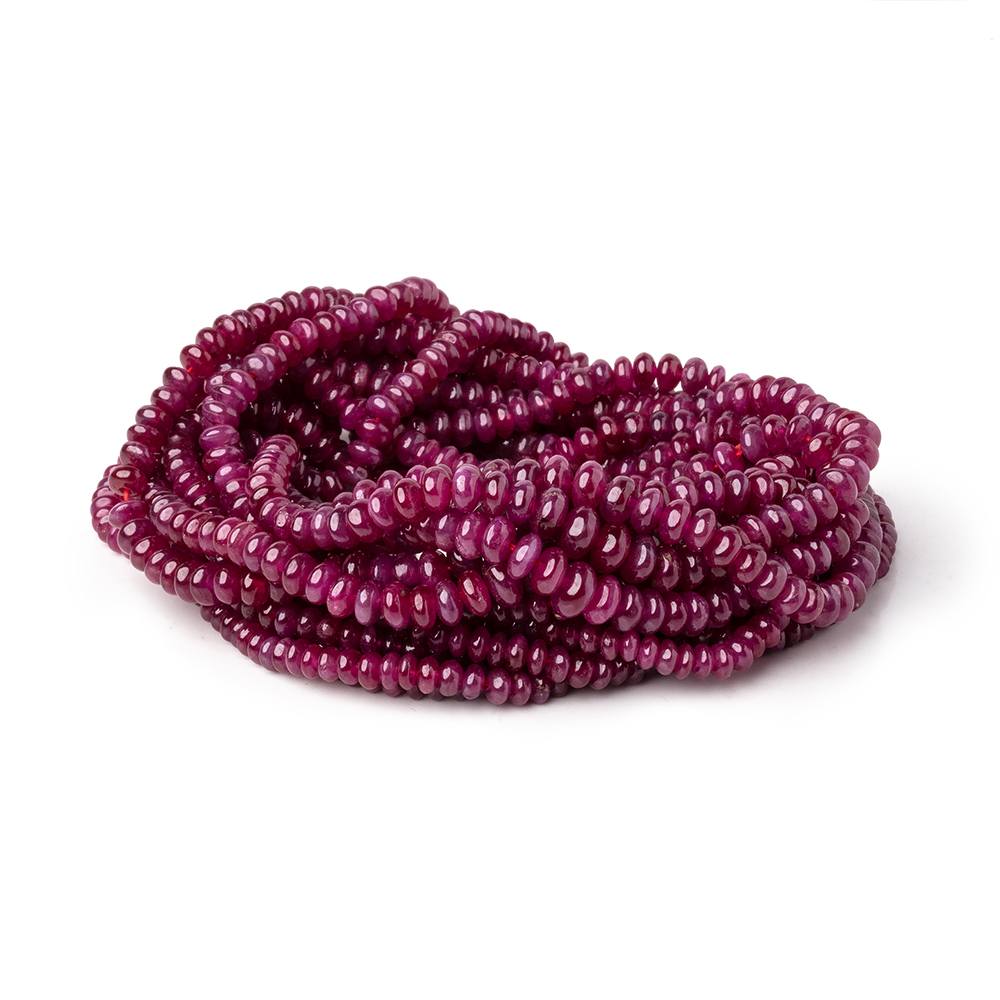 2-3.5mm Ruby Plain Rondelle Beads 16 inch 257 pieces AA - Beadsofcambay.com