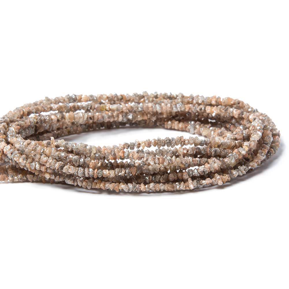 2-3mm Cocoa and Rose Diamond Beads Unfaceted Nugget - Beadsofcambay.com