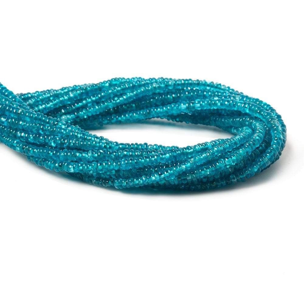 2-3mm Neon Blue Apatite unfaceted rondelle 13 inch 256 Beads - Beadsofcambay.com