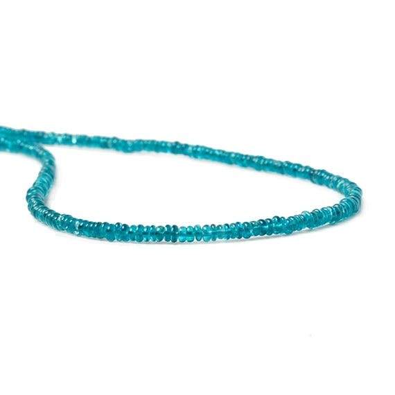 2-3mm Neon Blue Apatite unfaceted rondelle 13 inch 256 Beads - Beadsofcambay.com