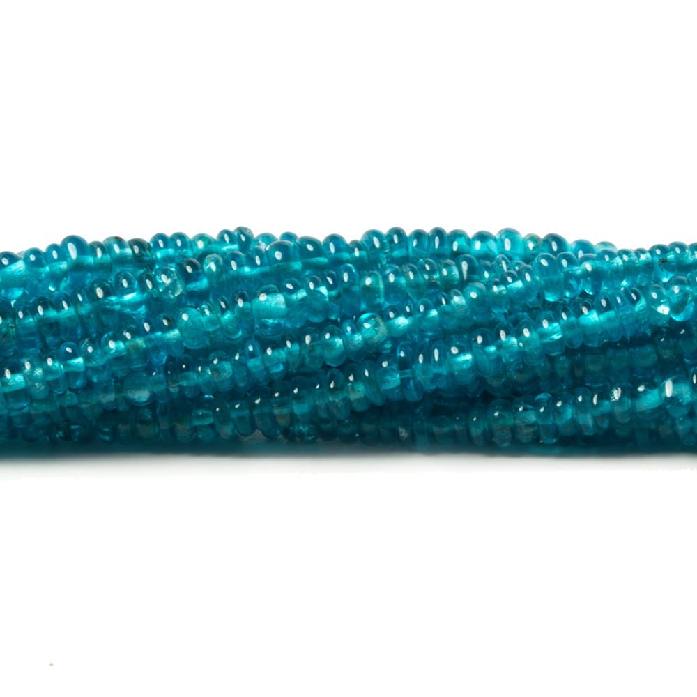 2-3mm Neon Blue Apatite unfaceted rondelle 13 inch 256 Beads - Beadsofcambay.com