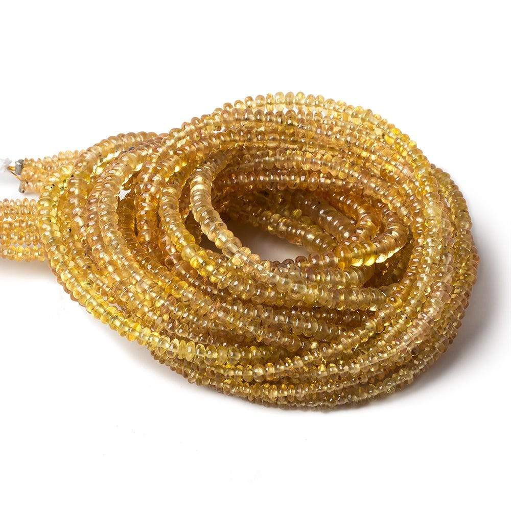 2 - 3mm Orangy Yellow Sapphire Plain Rondelle Beads 18 inch 300 pieces - Beadsofcambay.com