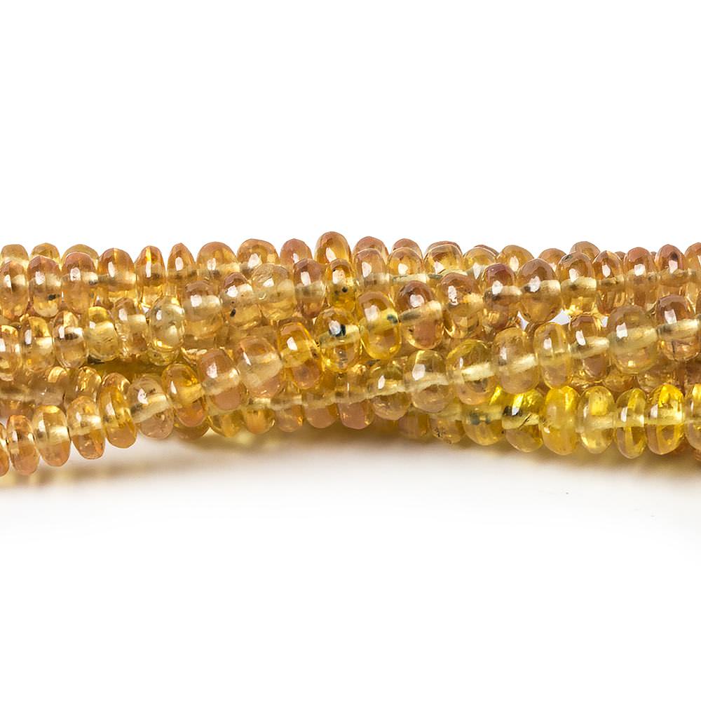 2 - 3mm Orangy Yellow Sapphire Plain Rondelle Beads 18 inch 300 pieces - Beadsofcambay.com