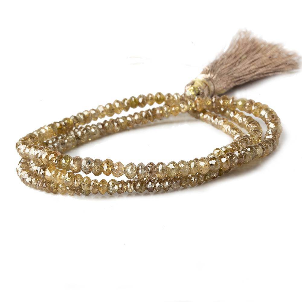 2-3mm Rich Champagne Diamond Faceted Rondelle Beads 16 inch 252 pieces - Beadsofcambay.com